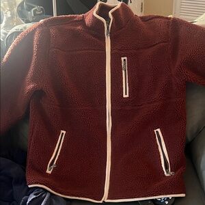 River Island Burgundy Fleece Jacket